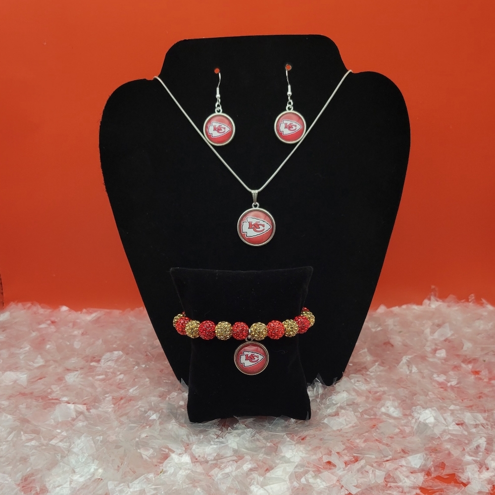 🏈BEAUTIFUL🏈 KANSAS CITY CHIEFS JEWELRY SET #2